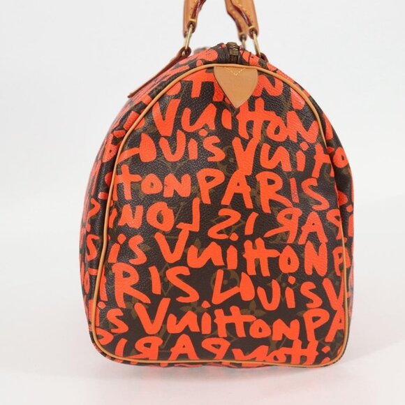 LOUIS VUITTON Monogram Graffiti Speedy 30 Hand Bag Orange M93705 Auth 131812V - Picture 5 of 16
